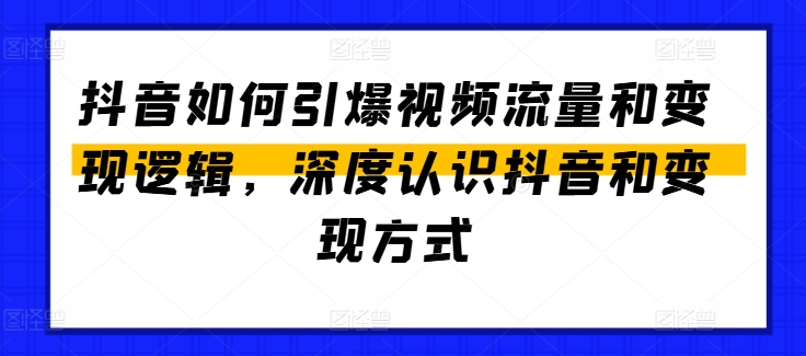 抖音怎么点爆视频流量包和转现逻辑性，深层了解抖音和变现模式-蓝悦项目网