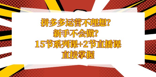 （8479期）拼多多运营不太理想？初学者做不来？15节系列产品课 2节视频课堂，立即把握-蓝悦项目网