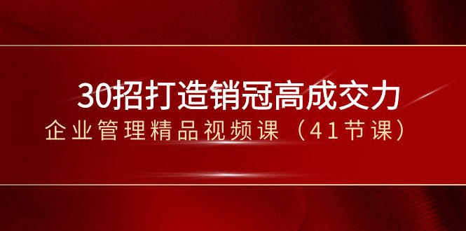 （8477期）30招-打造出销售冠军高成交力-企业经营管理在线精品视频课（41堂课）-蓝悦项目网