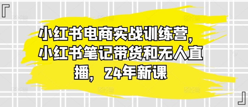 小红书电商实战演练夏令营，种草笔记卖货和无人直播，24年新授课-蓝悦项目网