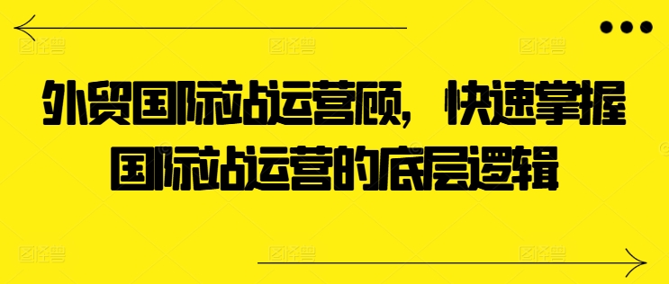 出口外贸国际站运营咨询顾问，快速上手国际站运营的底层思维-蓝悦项目网