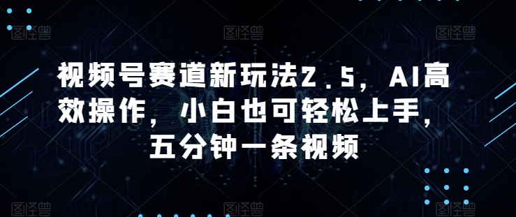 微信视频号跑道新模式2.5，AI高效率实际操作，新手也可以快速上手，五分钟一条视频-蓝悦项目网