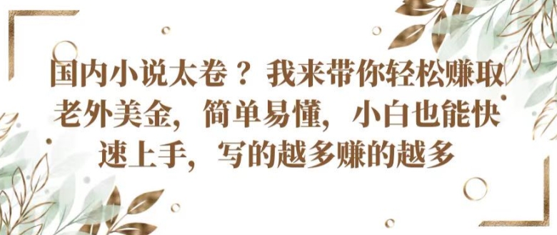 中国小说集内卷严重 ?陪你轻轻松松获得外国人美元，通俗易懂，新手也可以快速入门，所写的越挣到的越大【揭密】-蓝悦项目网