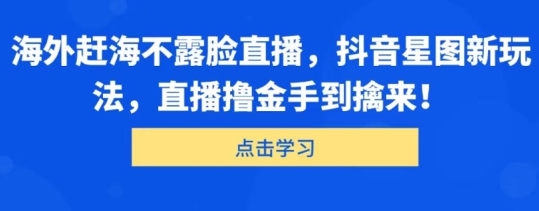 国外出海捕鱼不露脸直播，抖音星图新模式，直播间撸金游刃有余-蓝悦项目网