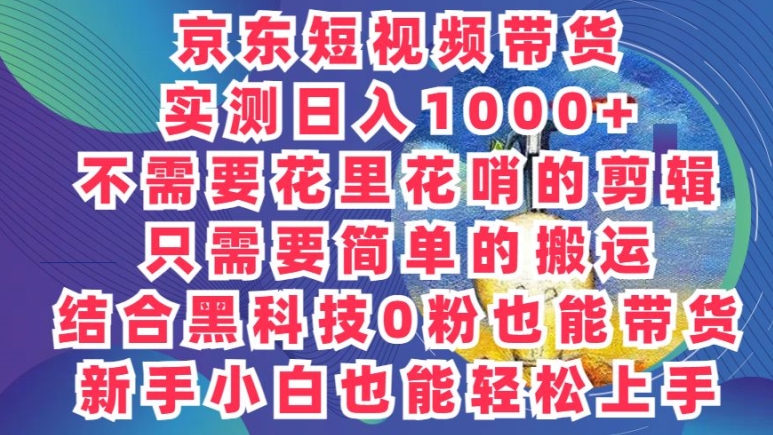 2024全新迷之操作，京东商城卖货新项目，不用花里花哨的视频剪辑，只需要简单的运送-蓝悦项目网