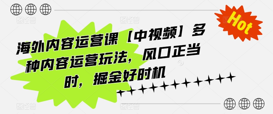 国外具体内容运营课【中视频】多种多样内容营销游戏玩法，出风口好时节，掘金队最佳时机-蓝悦项目网