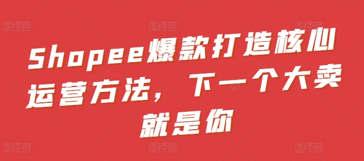 Shopee爆款打造核心运营方法，下一个大卖就是你-蓝悦项目网