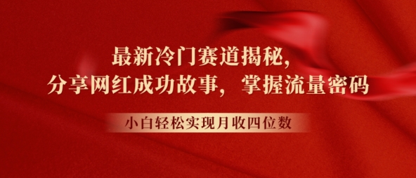 全新小众跑道揭密，分享网红成功的故事，新手快速掌握总流量登陆密码-蓝悦项目网