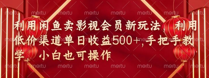 淘宝闲鱼视频会员新模式，廉价方式融合独家代理闲鱼平台养号法-蓝悦项目网