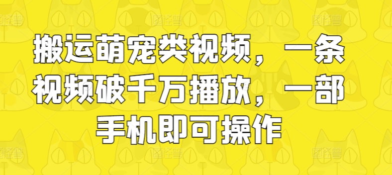 运送萌宝类视频，一条视频破千万播放视频，一部手机即可操作-蓝悦项目网