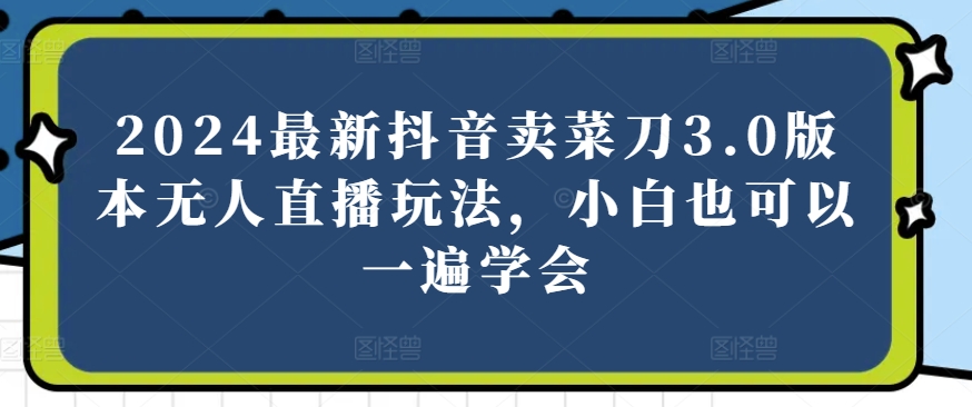 2024全新抖音卖切菜刀3.0版没有人直播玩法，新手还可以一遍懂得【揭密】-蓝悦项目网