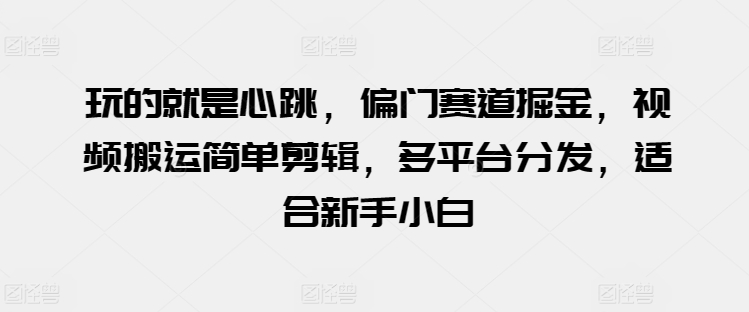 玩的就是心跳，偏门赛道掘金，视频搬运简单剪辑，多平台分发，适合新手小白【揭秘】-蓝悦项目网