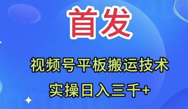 （7843期）独家首发：微信视频号平板电脑运送技术性，实际操作日入三千＋-蓝悦项目网