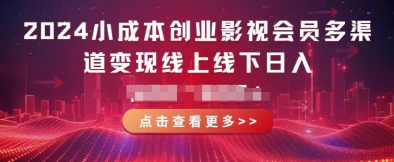 2024低成本创业视频会员多种渠道转现线上与线下，每天都会有盈利-蓝悦项目网