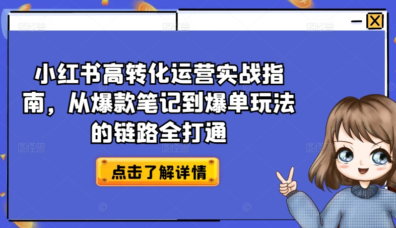 小红书的高转化经营实战演练手册，从爆品手记到打造爆款游戏的玩法链接全连通-蓝悦项目网