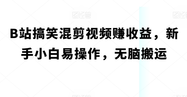 B站搞笑幽默混剪视频赚盈利，新手入门易上手，没脑子运送-蓝悦项目网