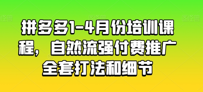 拼多多平台1-4月份培训内容，自然流强付费流量整套玩法细节-蓝悦项目网