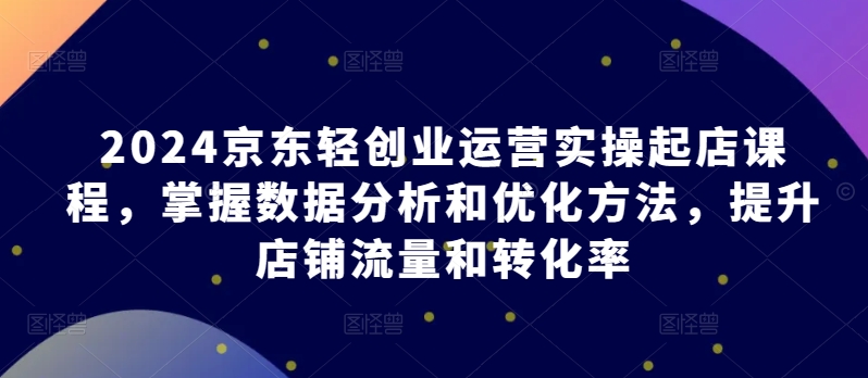 2024京东轻创业运营实操起店课程，掌握数据分析和优化方法，提升店铺流量和转化率-蓝悦项目网