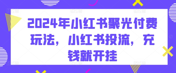 2024年小红书的聚光镜付钱游戏玩法，小红书的投流，充值就开外挂-蓝悦项目网