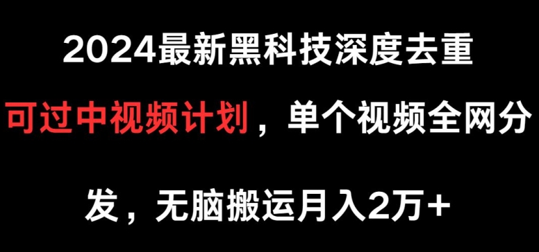 2024最新黑科技深度去重，可过中视频计划，单个视频全网分发，无脑搬运-蓝悦项目网