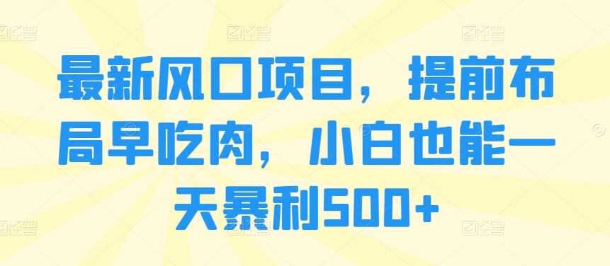 全新蓝海项目，抢占先机早吃荤，新手也可以一天爆利500-蓝悦项目网