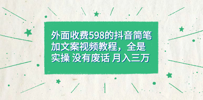 （7327期）外边收费标准598抖音简笔加文案教程，都是实际操作 并没有空话 月入三万（实例教程 材料）-蓝悦项目网