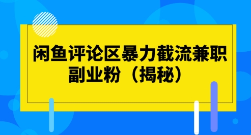 闲鱼评论区暴力截流兼职副业粉(揭秘)-暖阳网-蓝悦网,福缘网,冒泡网资源整合-蓝悦项目网