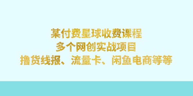 （7199期）某付钱星体课程内容：好几个网创实践项目，撸货线报网、上网卡、闲鱼平台电子商务等-蓝悦项目网