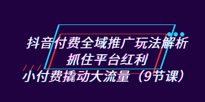 （7160期）抖音付费全域推广玩法解析：抓住平台红利，小付费撬动大流量（9节课）-蓝悦项目网