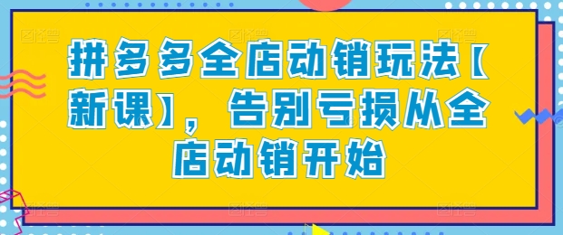 拼多多全店动销玩法【新课】，告别亏损从全店动销开始-蓝悦项目网