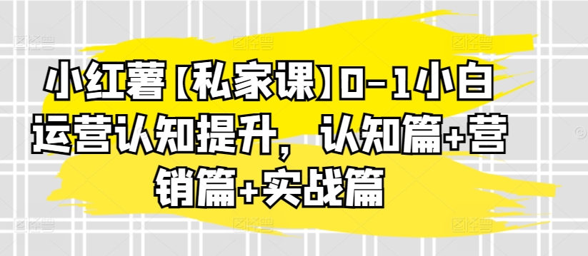 小红薯【私家课】0-1小白运营认知提升，认知篇+营销篇+实战篇-蓝悦项目网