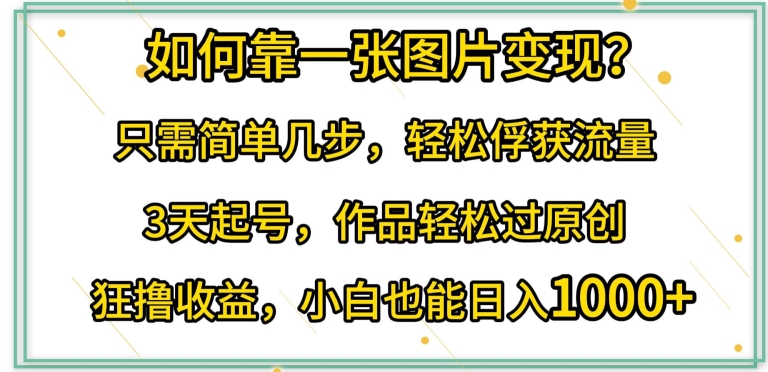 如何靠一张图片变现?只需简单几步，轻松俘获流量，3天起号，作品轻松过原创【揭秘】-蓝悦项目网