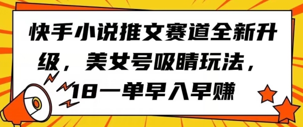 快手小说推文赛道全新升级，美女号吸睛玩法，18一单早入早赚-蓝悦项目网