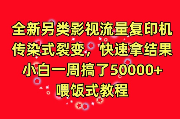 全新另类影视流量复印机，传染式裂变，快速拿结果，小白一周搞了50000+，喂饭式教程【揭秘】-蓝悦项目网