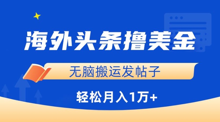 海外头条撸美金，无脑搬运发帖子，月入1万+，小白轻松掌握【揭秘】-蓝悦项目网