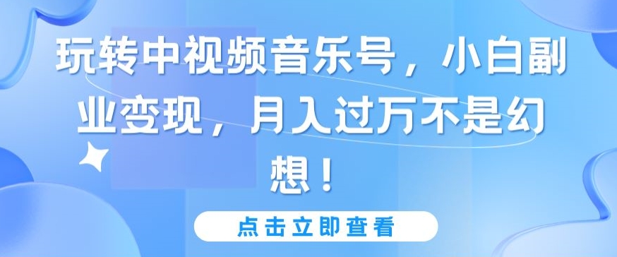 玩转中视频音乐号，小白副业变现，月入过万不是幻想【揭秘】-蓝悦项目网