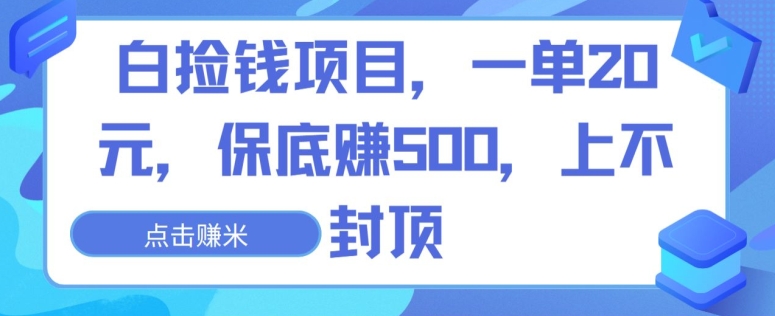 白捡钱项目，一单20元，保底赚500，上不封顶-蓝悦项目网