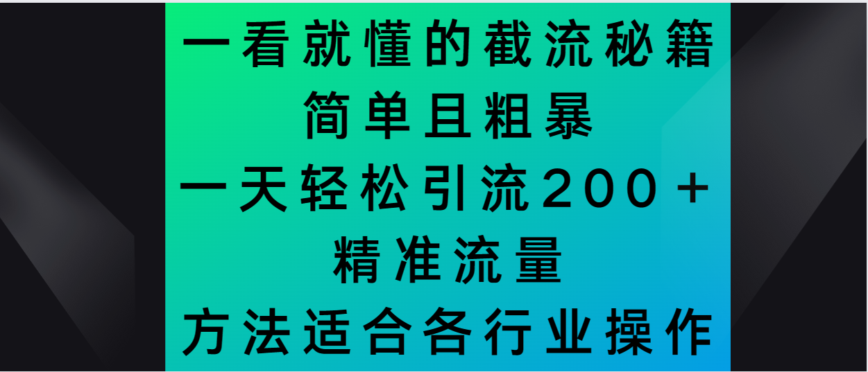 一看就懂的截流秘籍，简单粗暴，一天轻松引流200＋精准流量-蓝悦项目网