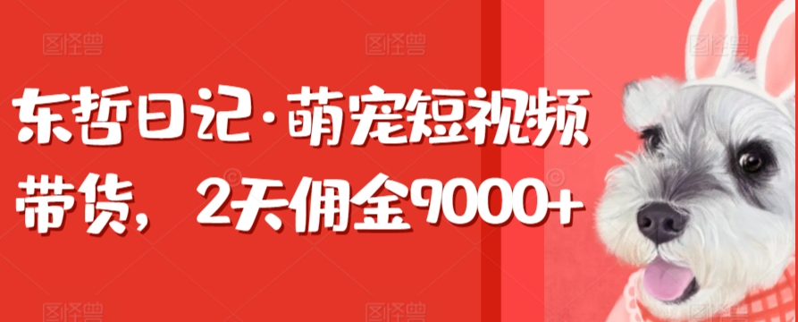 东哲日记·萌宠短视频带货，2天佣金9000+-蓝悦项目网