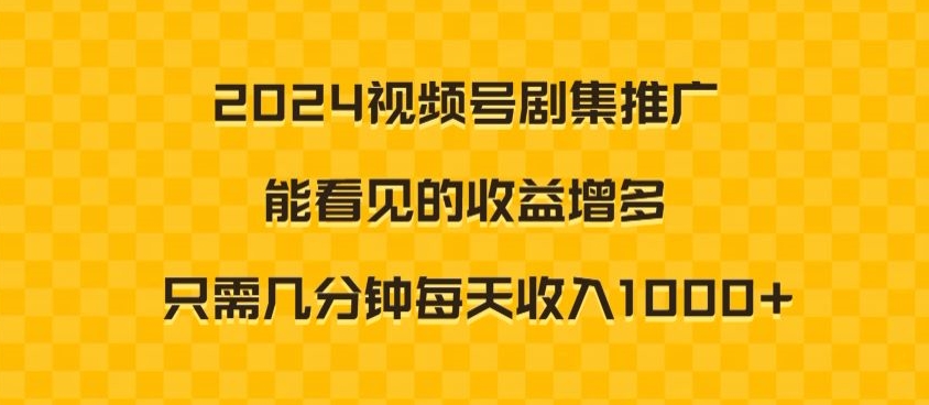 2024视频号剧集推广，能看见的收益增多，只需几分钟每天收入1000+-蓝悦项目网