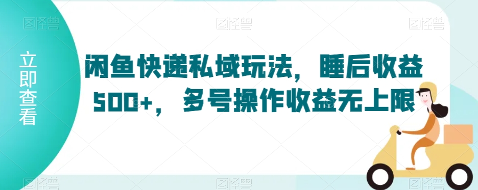 闲鱼快递私域玩法，睡后收益500+，多号操作收益无上限【揭秘】-蓝悦项目网