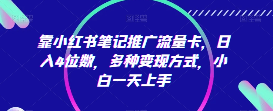 靠小红书笔记推广流量卡，日入4位数，多种变现方式，小白一天上手-蓝悦项目网