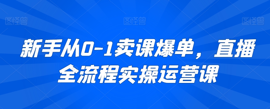 新手从0-1卖课爆单，直播全流程实操运营课-蓝悦项目网