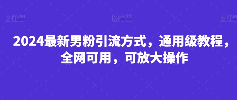 2024最新男粉引流方式，通用级教程，全网可用，可放大操作-蓝悦项目网