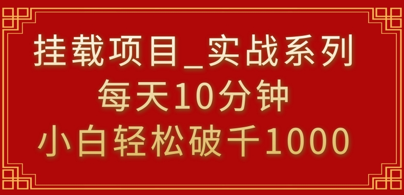 挂载项目，小白轻松破1000，每天10分钟，实战系列保姆级教程【揭秘】-蓝悦项目网