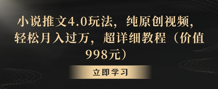 小说推文4.0玩法，纯原创视频，轻松月入过万，超详细教程（价值998元）【揭秘】-蓝悦项目网