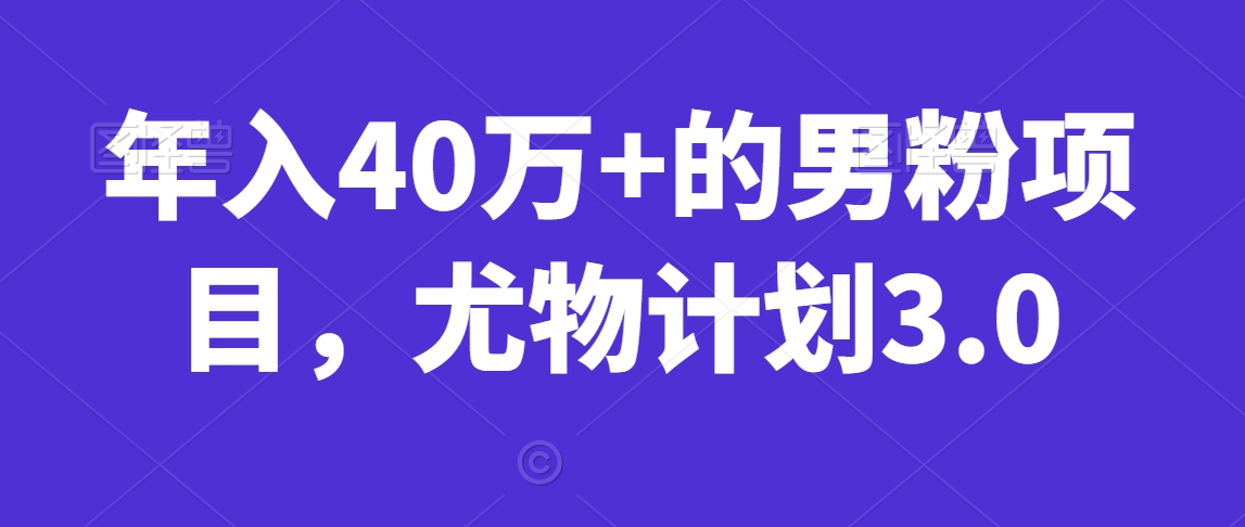 年入40万+的男粉项目，尤物计划3.0-蓝悦项目网