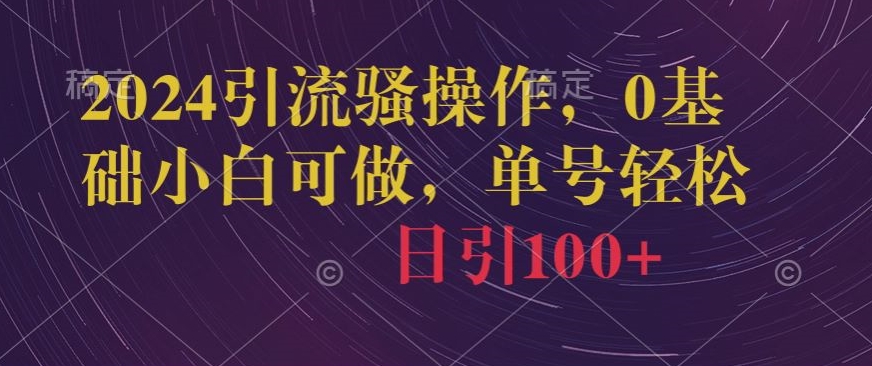 2024引流骚操作，0基础小白可做，单号轻松日引100+-蓝悦项目网