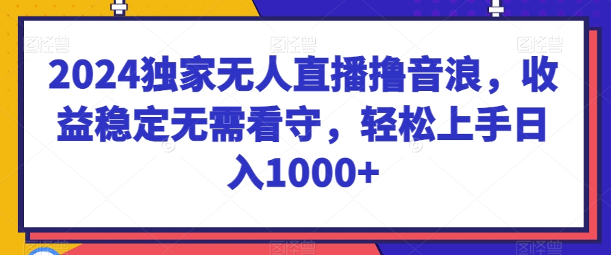 2024独家无人直播撸音浪，收益稳定无需看守，轻松上手日入1000+【揭秘】-蓝悦项目网