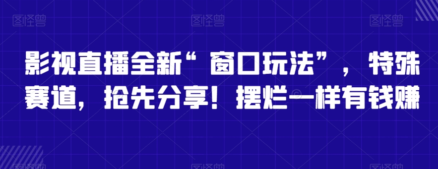 影视直播全新“窗口玩法”，特殊赛道，抢先分享！摆烂一样有钱赚【揭秘】-蓝悦项目网